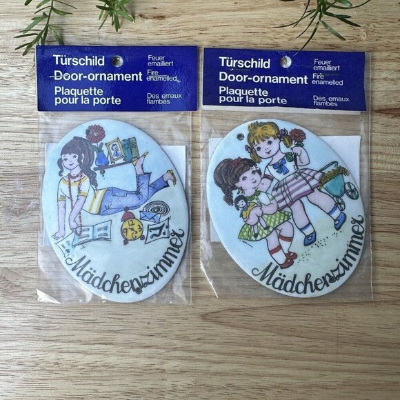 VTG Steinbock Door Ornament‎ Enamel Handmade Austria Wall Decor Lot Of 2 Europe - Picture 1 of 7